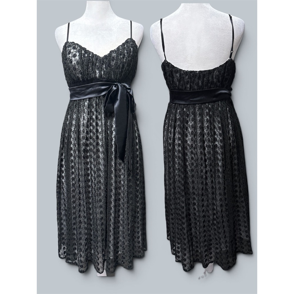 Vintage y2k Bianca Nero Dress S Black Silk Lace Satin Romantic Babydoll Goth